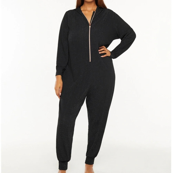 NWT Savage X Fenty Sleep and Shine Hooded Onesie Black Caviar Size 3X - Picture 1 of 11